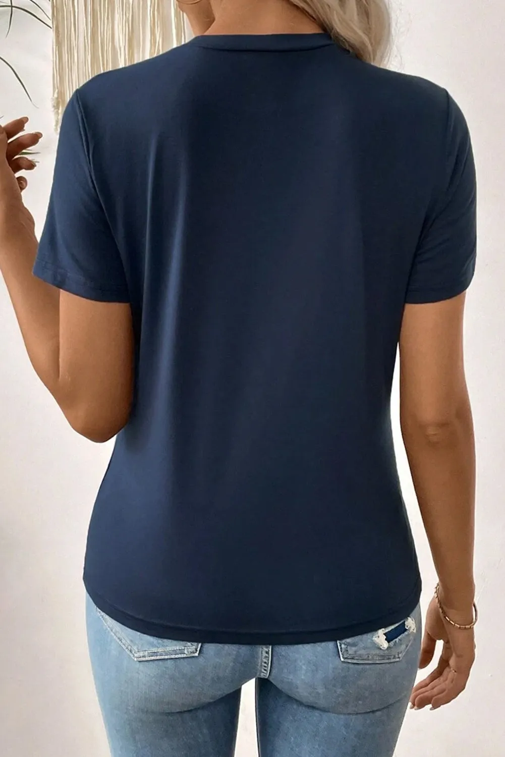 Solid Colour Toothpick Stripe Round Neck T Shirt sold by Beagle Boutique product image thumbnail 2