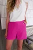 Sachet Pink Half Elastic Waist Casual Pocketed Shorts sold by Beagle Boutique