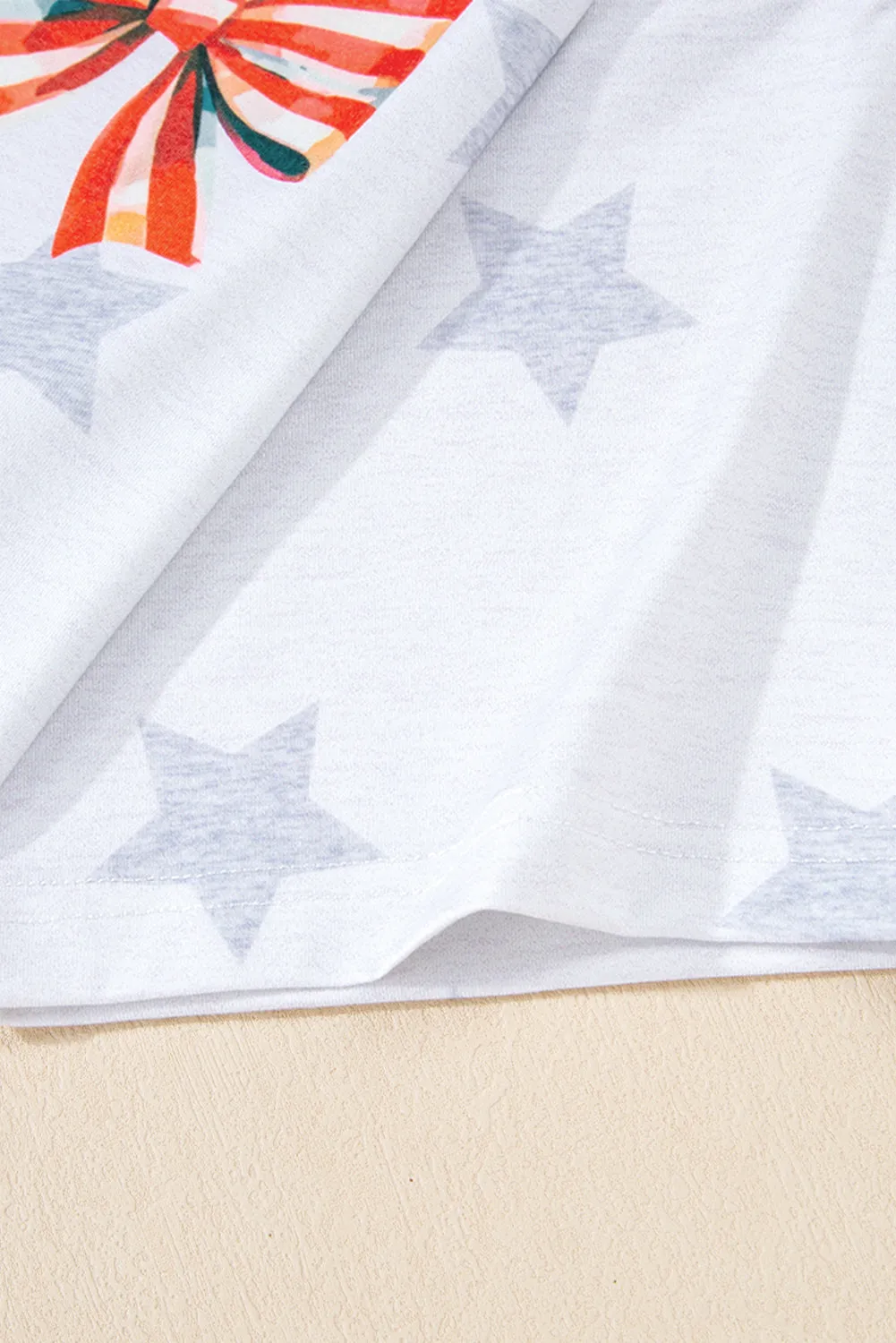 Khaki Patriotic Flag Bow Graphic Starry Round Neck T Shirt sold by Beagle Boutique product image thumbnail 5