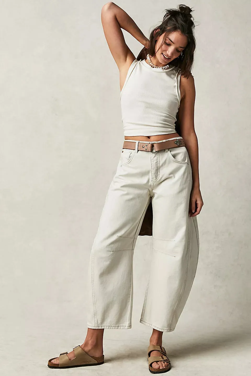 Stylish Wide Leg Mid-Rise Barrel Jeans with High Stretch for Women sold by Beagle Boutique