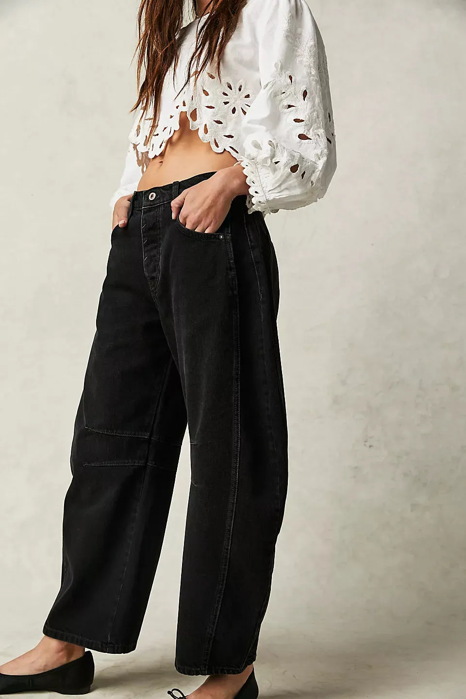 Stylish Wide Leg Mid-Rise Barrel Jeans with High Stretch for Women sold by Beagle Boutique product image thumbnail 3