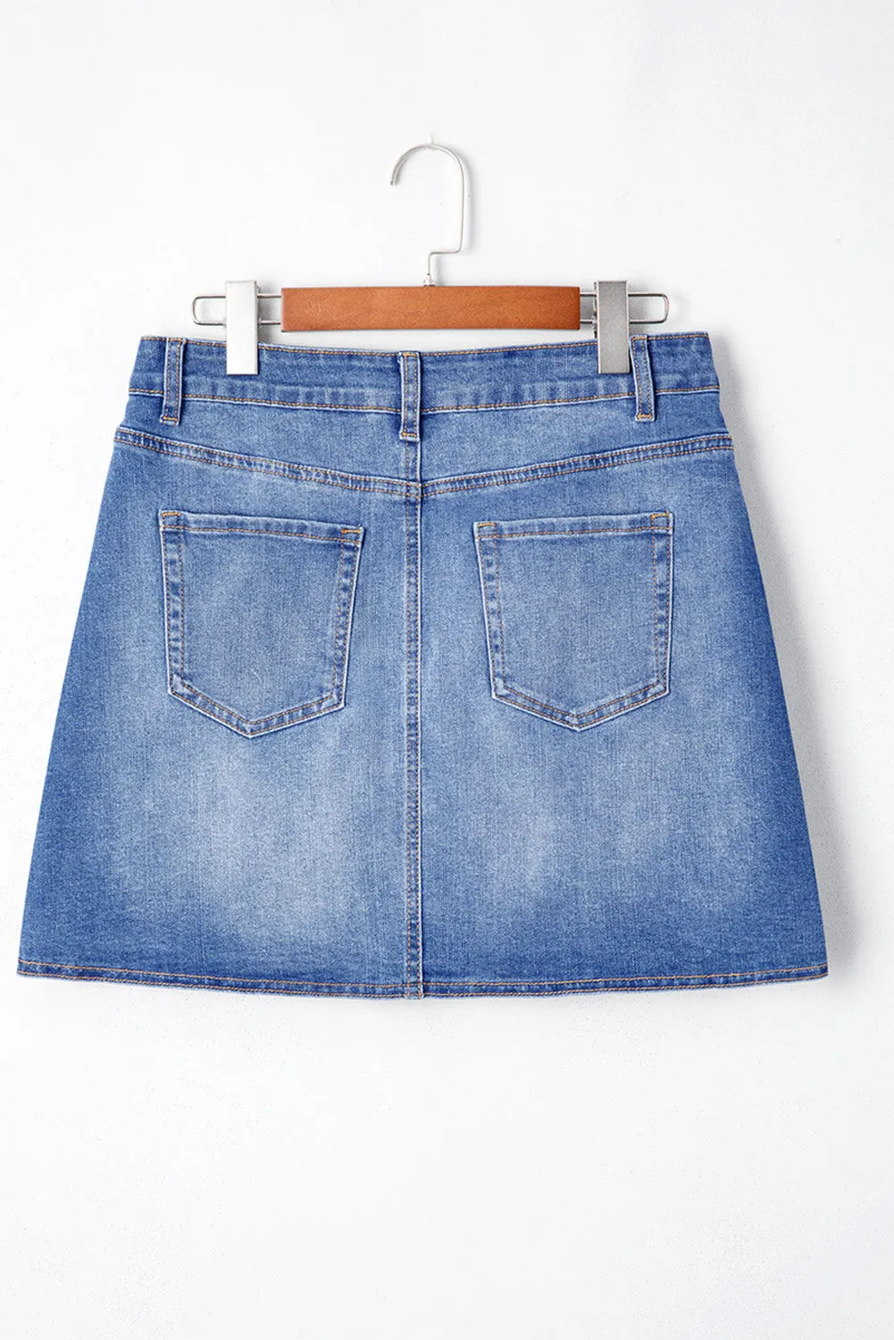 Ashleigh Blue Wrapped Crossed Waist Denim Mini Skirt sold by Beagle Boutique product image thumbnail 4