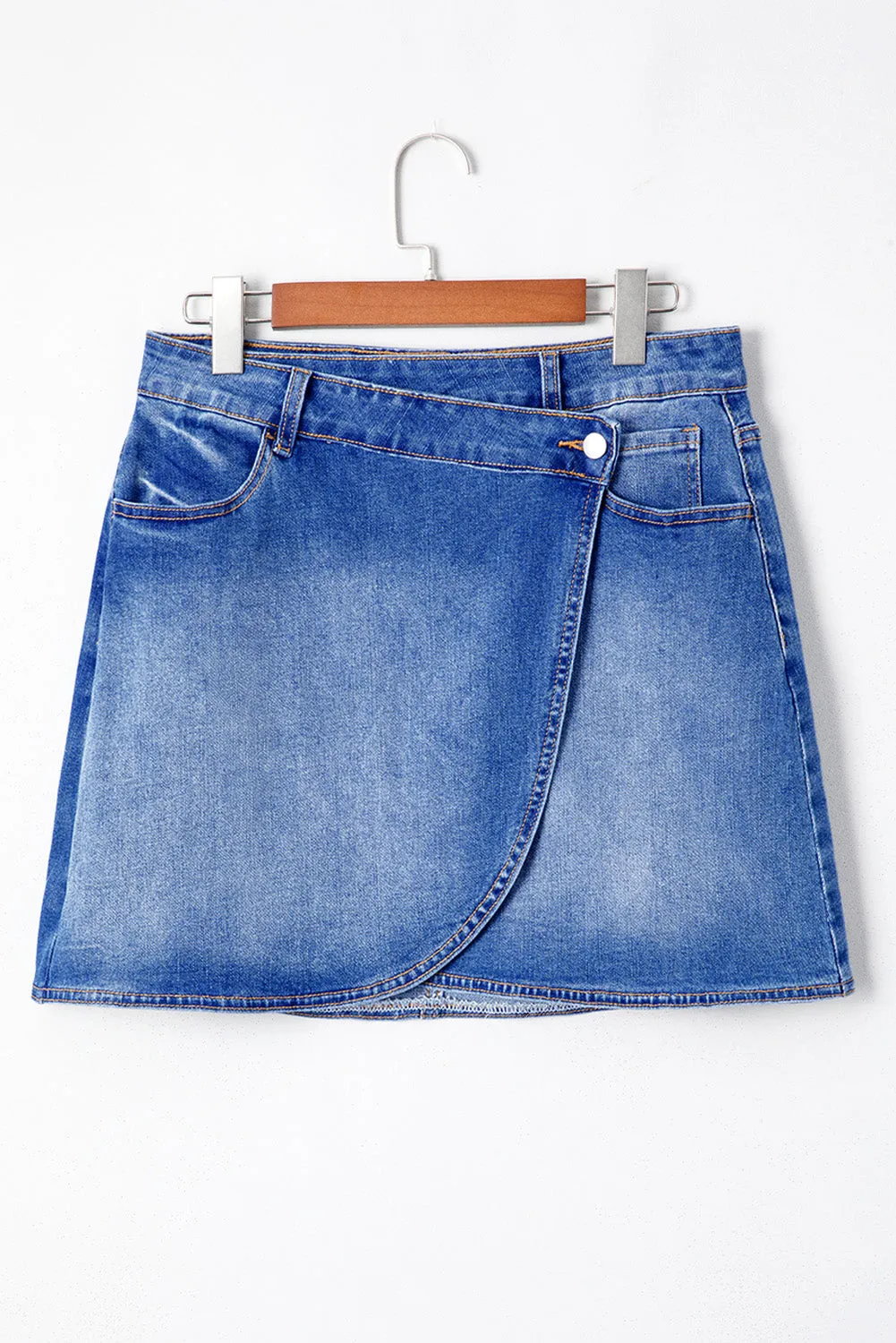 Ashleigh Blue Wrapped Crossed Waist Denim Mini Skirt sold by Beagle Boutique product image thumbnail 3