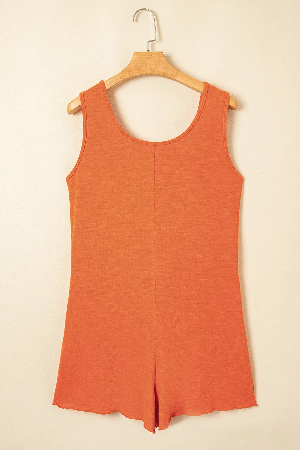 Grapefruit Orange U Neck Button Front Sleeveless Romper sold by Beagle Boutique product image thumbnail 5