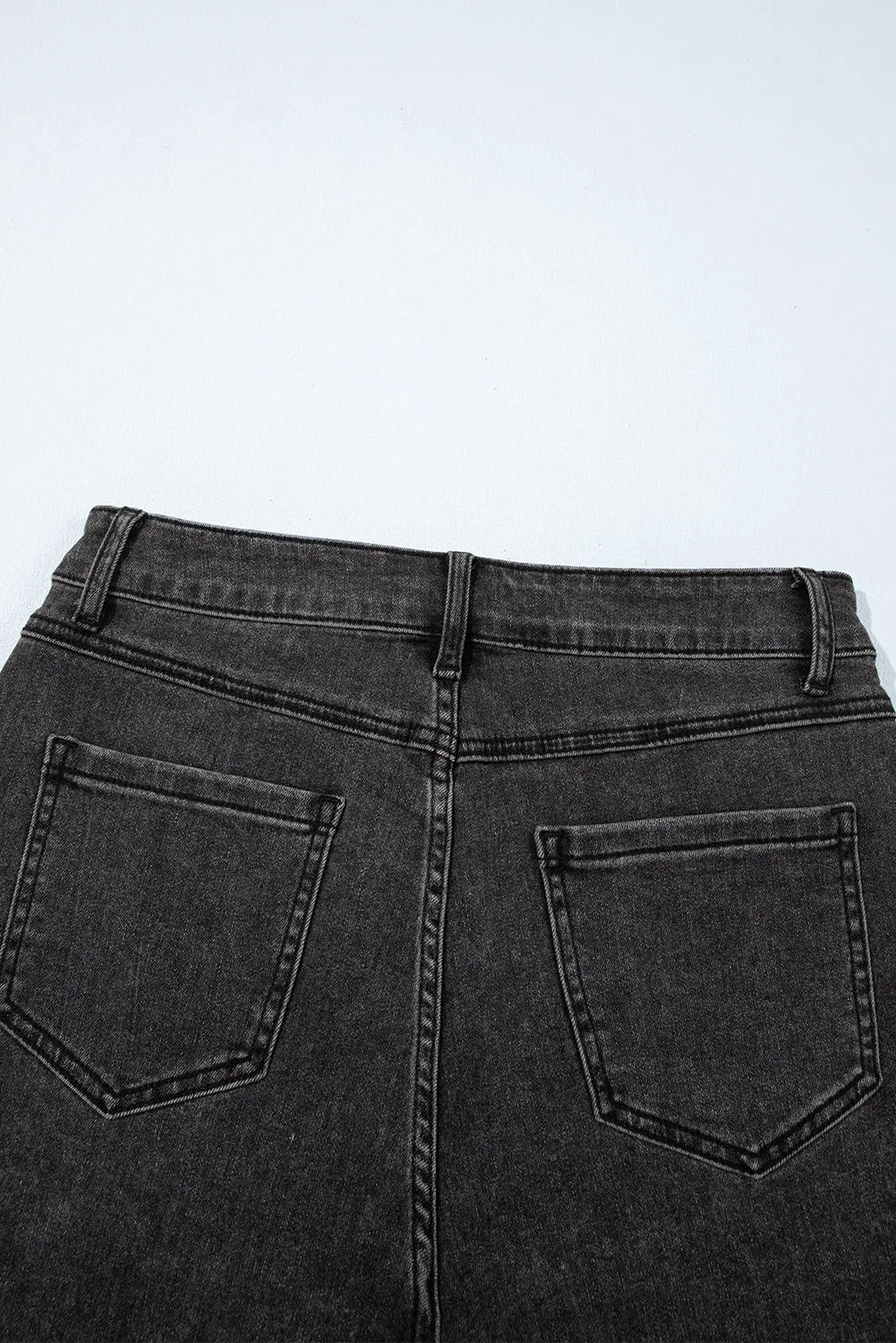 Carbon Grey Raw Hem High Waist Denim Shorts sold by Beagle Boutique product image thumbnail 5