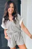 Black Stripe V Neck Tee and Casual Short Co-ord Set sold by Beagle Boutique