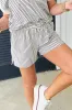 Black Stripe V Neck Tee and Casual Short Co-ord Set sold by Beagle Boutique
