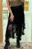 Black Lace Cascading Tiered High Waist Maxi Skirt sold by Beagle Boutique