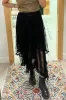 Black Lace Cascading Tiered High Waist Maxi Skirt sold by Beagle Boutique