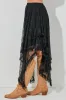 Black Lace Cascading Tiered High Waist Maxi Skirt sold by Beagle Boutique