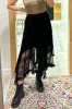 Black Lace Cascading Tiered High Waist Maxi Skirt sold by Beagle Boutique