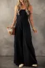 Black Drawstring Wide Leg Cargo Pockets Sleeveless Jumpsuit sold by Beagle Boutique
