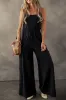 Black Drawstring Wide Leg Cargo Pockets Sleeveless Jumpsuit sold by Beagle Boutique