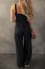 Black Drawstring Wide Leg Cargo Pockets Sleeveless Jumpsuit sold by Beagle Boutique