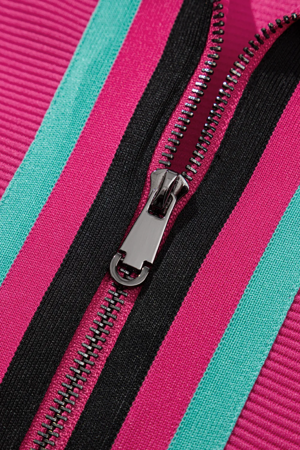 Strawberry Pink Striped Detail Flutter Sleeve Zipped Collar Short Set sold by Beagle Boutique product image thumbnail 5