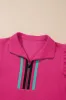 Strawberry Pink Striped Detail Flutter Sleeve Zipped Collar Short Set sold by Beagle Boutique
