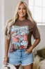 Chicory Coffee Honky Tonk Honey Graphic Crew Neck Western Fashion Tee sold by Beagle Boutique