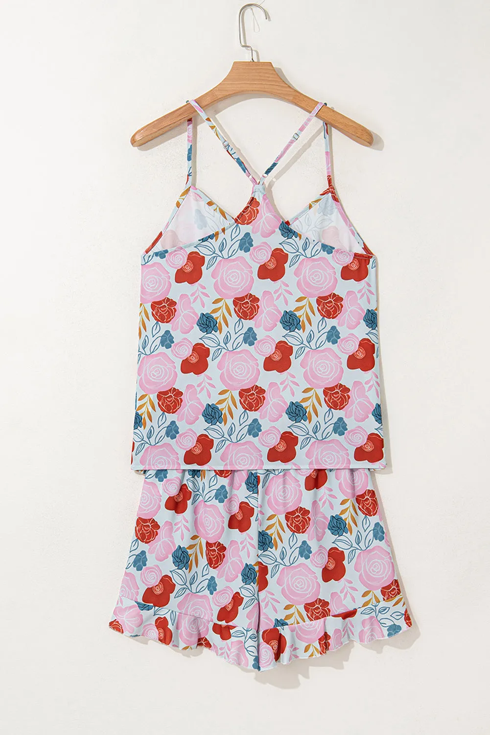 Multicolour Floral V Neck Cami Top and Ruffled Shorts Pyjamas sold by Beagle Boutique product image thumbnail 5
