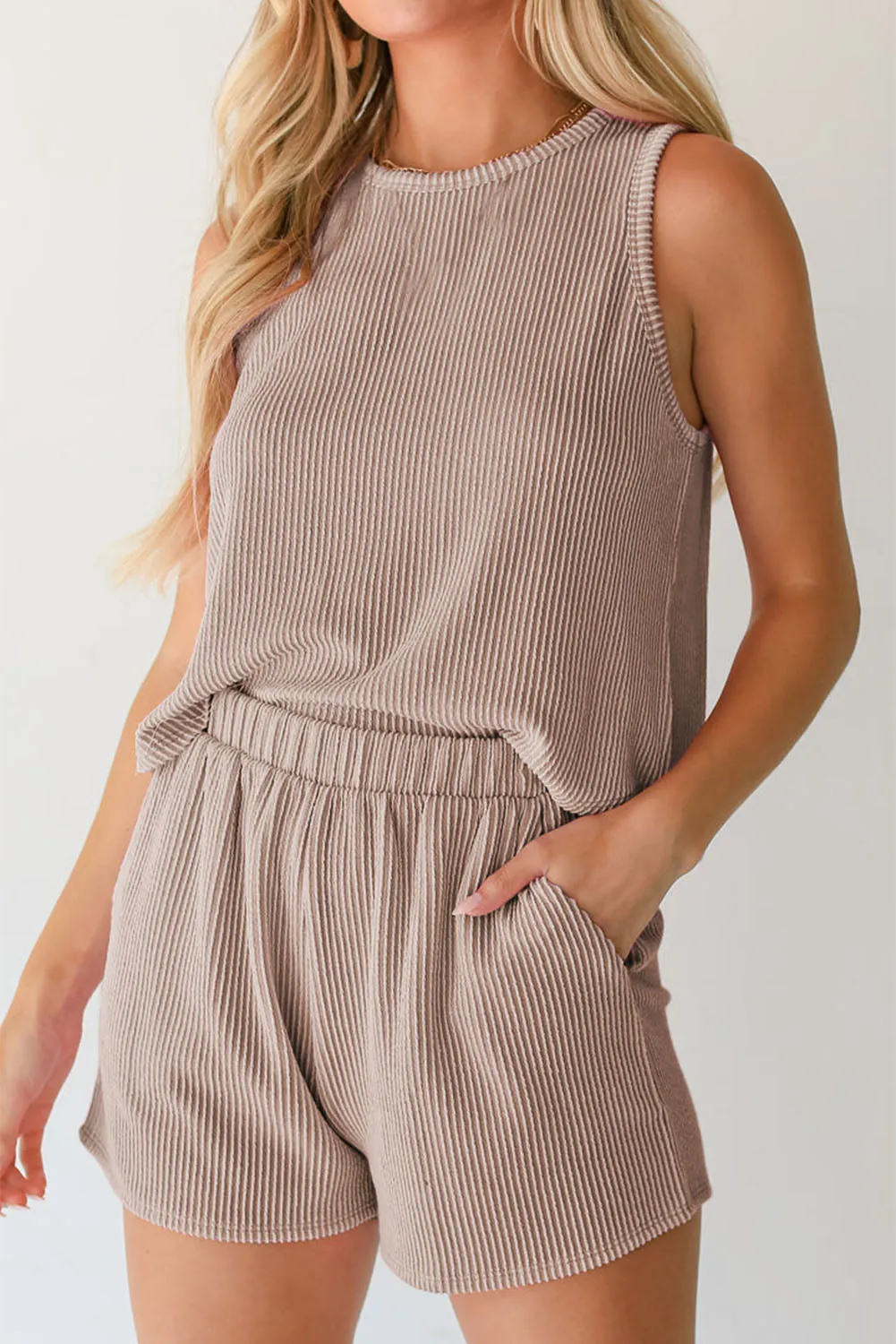 Ribbed Sleeveless Top and Pocketed Shorts Co-ord sold by Beagle Boutique product image thumbnail 4
