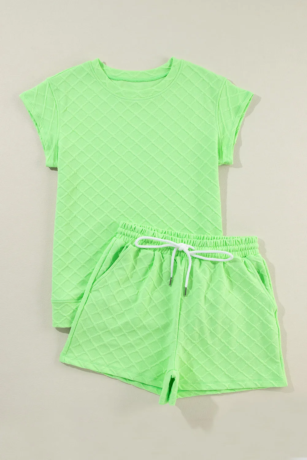 Checkered Textured Tee and Drawstring Shorts Co-ord sold by Beagle Boutique product image thumbnail 4