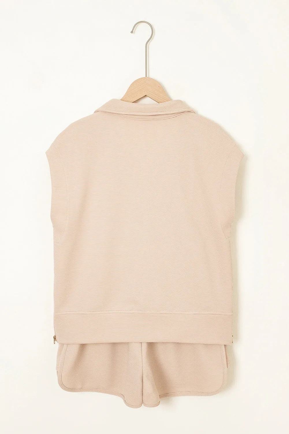 Textured Half Zip Kangaroo Pocket Top Drawstring Shorts Set Co-ord sold by Beagle Boutique product image thumbnail 5