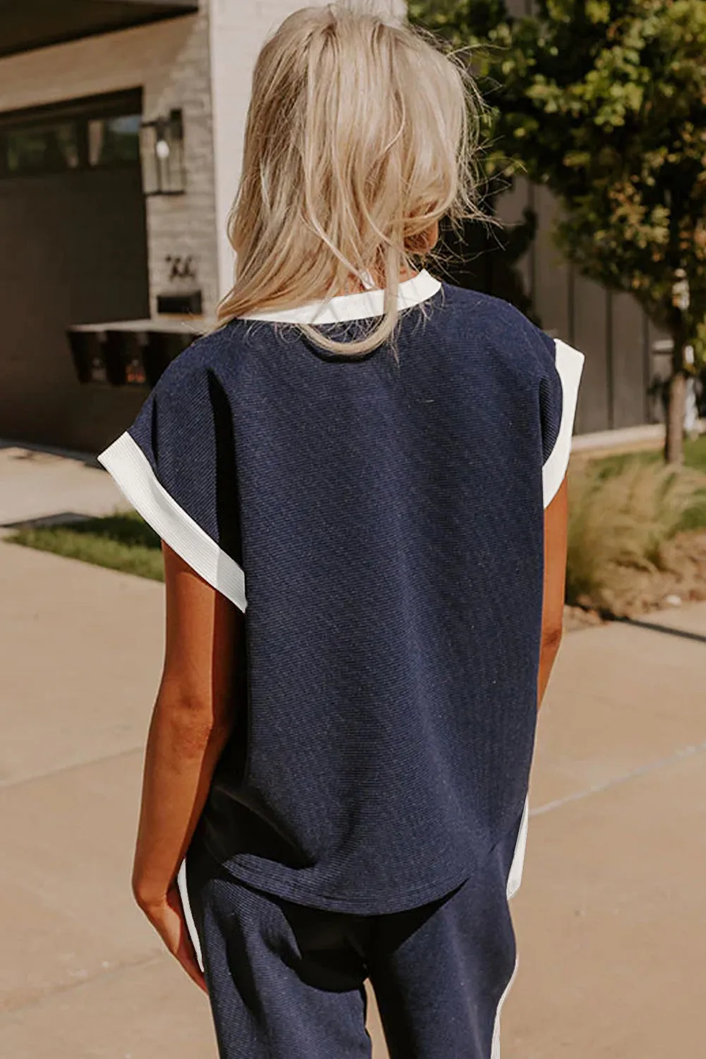 Navy Pocket T Shirt and Wide Leg Trousers Set Co-ord sold by Beagle Boutique product image thumbnail 2