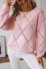 Hollowed Rhombus Pattern Sequin Detail Round Neck Sweater sold by Beagle Boutique