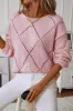 Hollowed Rhombus Pattern Sequin Detail Round Neck Sweater sold by Beagle Boutique