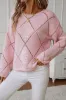 Hollowed Rhombus Pattern Sequin Detail Round Neck Sweater sold by Beagle Boutique