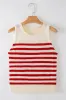 Red Stripe Textured Knit Ribbed Hem Sweater Sleeveless Top sold by Beagle Boutique