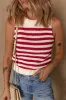 Red Stripe Textured Knit Ribbed Hem Sweater Sleeveless Top sold by Beagle Boutique