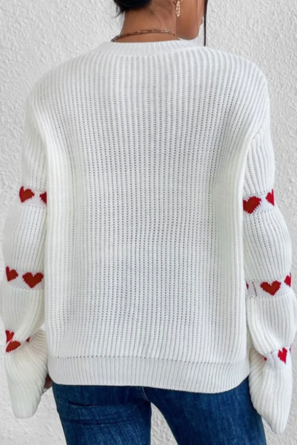 White Heart Shape Bell Sleeve Valentine Sweater sold by Beagle Boutique product image thumbnail 2