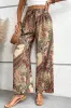 Khaki Paisley Print Boho Elastic Waist Wide Leg Trousers sold by Beagle Boutique