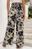 Khaki Floral Print Smocked High Waist Wide Leg Trousers sold by Beagle Boutique