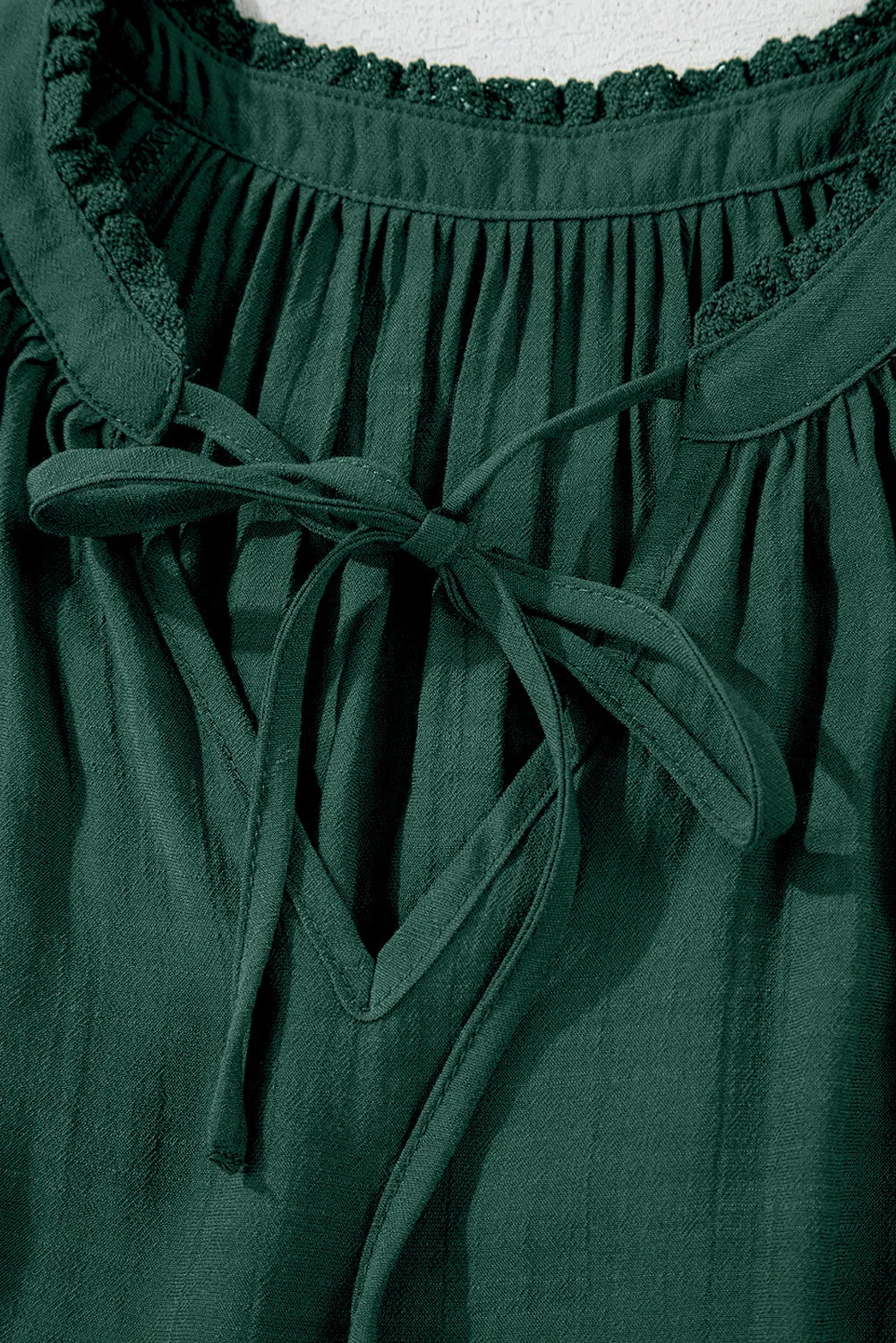 Green Bay Eyelet Embroidered Sleeve Tie V Neck Blouse sold by Beagle Boutique product image thumbnail 5