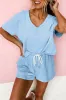 Myosotis V Neck Drop Shoulder Tee and Patchwork Drawstring Shorts Set sold by Beagle Boutique