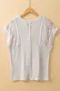 White Ribbed Texture Lace Patchwork Short Sleeve Top sold by Beagle Boutique