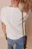White Ribbed Texture Lace Patchwork Short Sleeve Top sold by Beagle Boutique