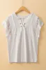 White Ribbed Texture Lace Patchwork Short Sleeve Top sold by Beagle Boutique