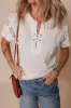 White Ribbed Texture Lace Patchwork Short Sleeve Top sold by Beagle Boutique