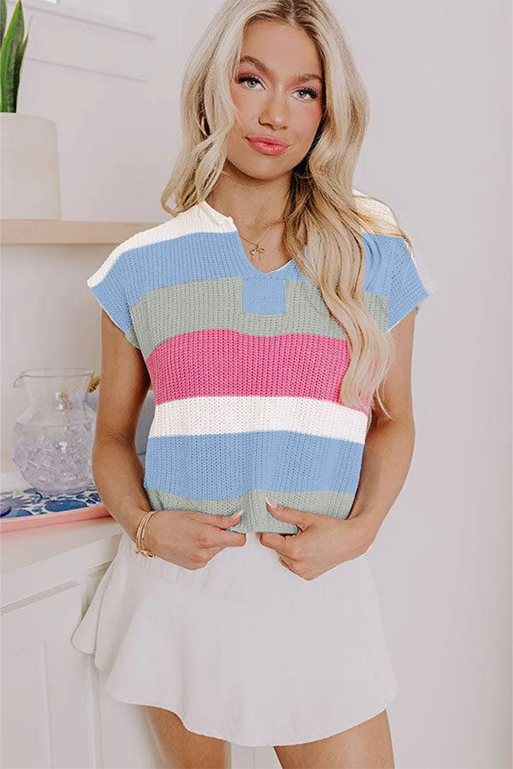 Light Blue V Neck Sweater Top sold by Beagle Boutique product image thumbnail 3