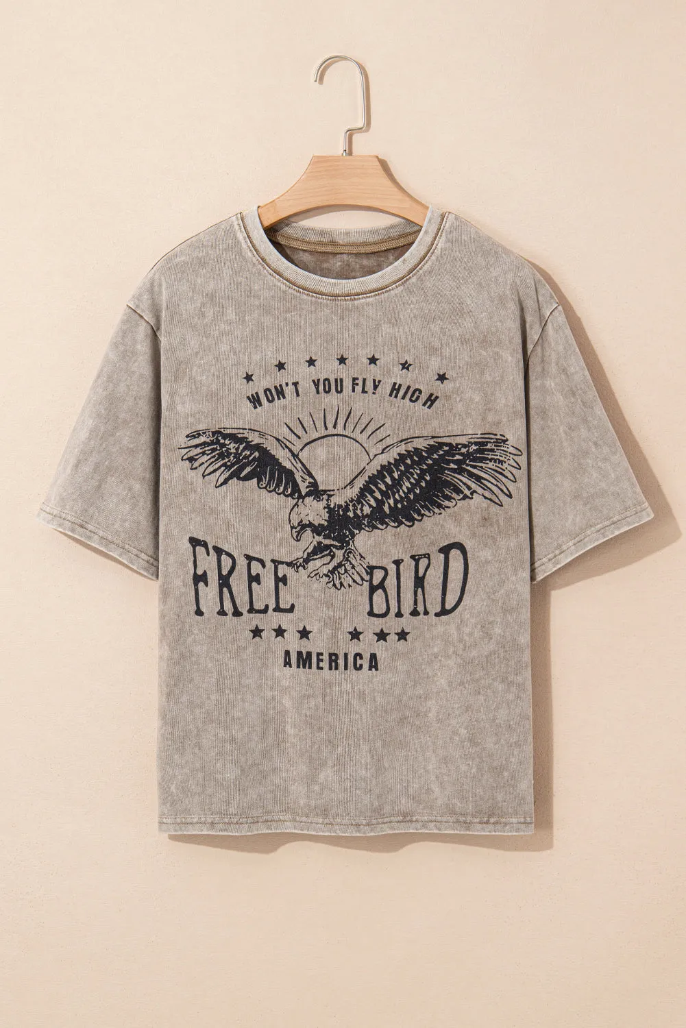 Parchment Mineral Washed FREE BIRD America Letter Graphic T-Shirt sold by Beagle Boutique product image thumbnail 4