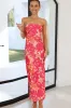 Orange Floral Print Backless Slim Fit Tube Maxi Dress sold by Beagle Boutique