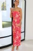 Orange Floral Print Backless Slim Fit Tube Maxi Dress sold by Beagle Boutique