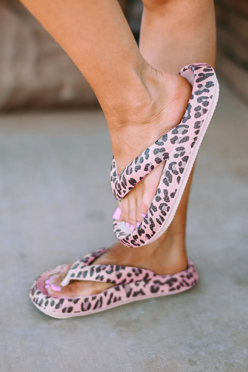 Pink Leopard Print Thick Sole Sandals sold by Beagle Boutique product image thumbnail 2