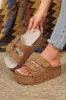 Suede Buckle Decor Corky Platform Sandals sold by Beagle Boutique