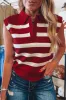 Red Stripe Collared Split Neck Sleeveless Sweater sold by Beagle Boutique