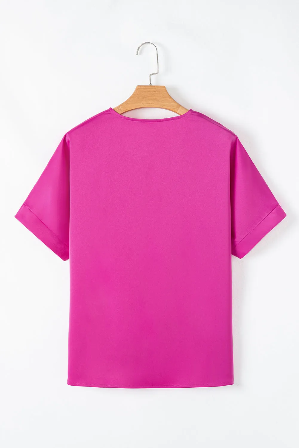 Bright Pink Silky V Neck Dolman Blouse sold by Beagle Boutique product image thumbnail 4