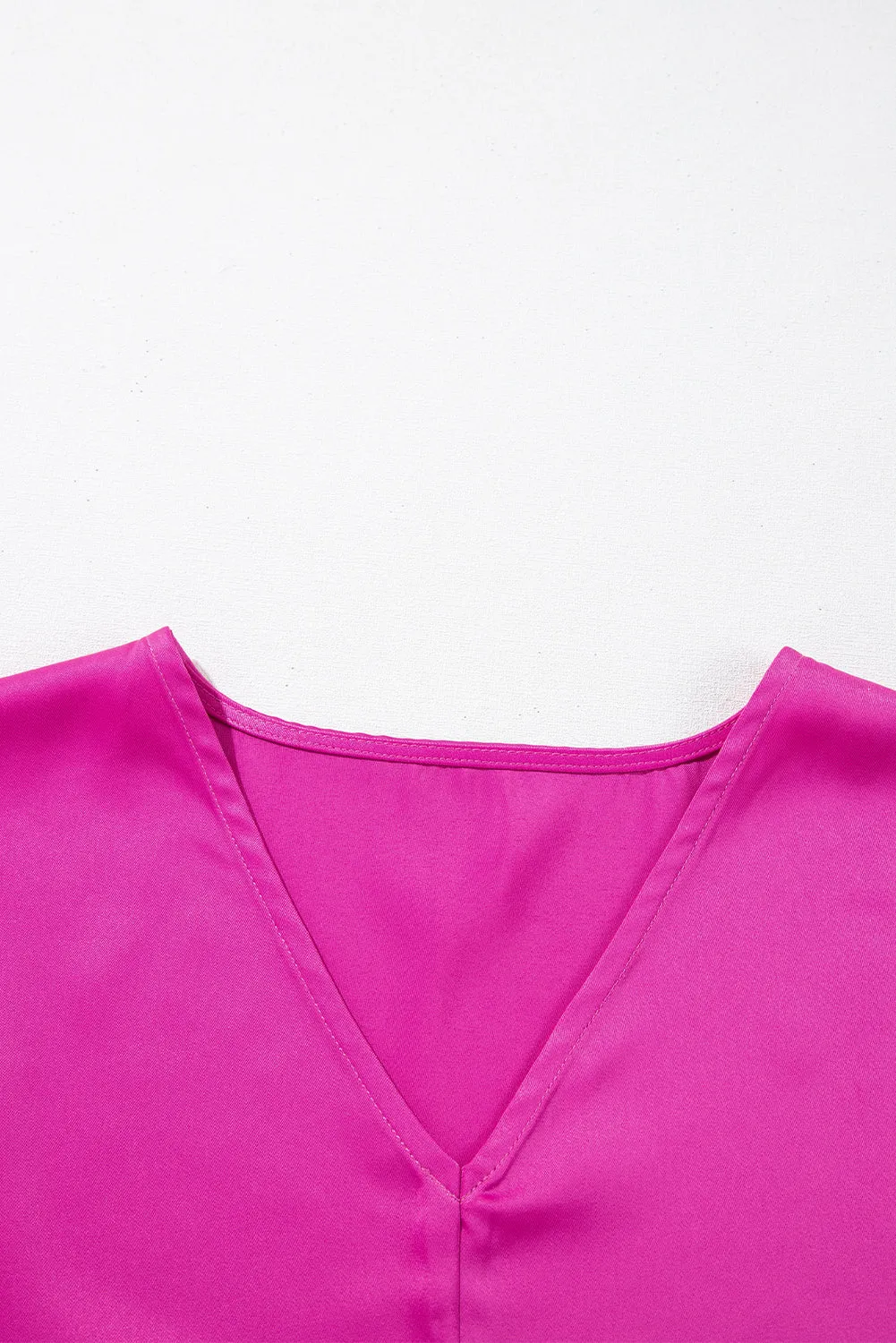 Bright Pink Silky V Neck Dolman Blouse sold by Beagle Boutique product image thumbnail 5