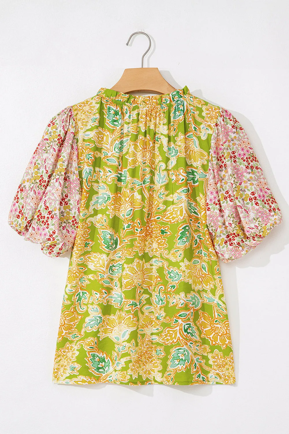 Paisley Print Contrast Bubble Sleeve Patchwork Blouse sold by Beagle Boutique product image thumbnail 5